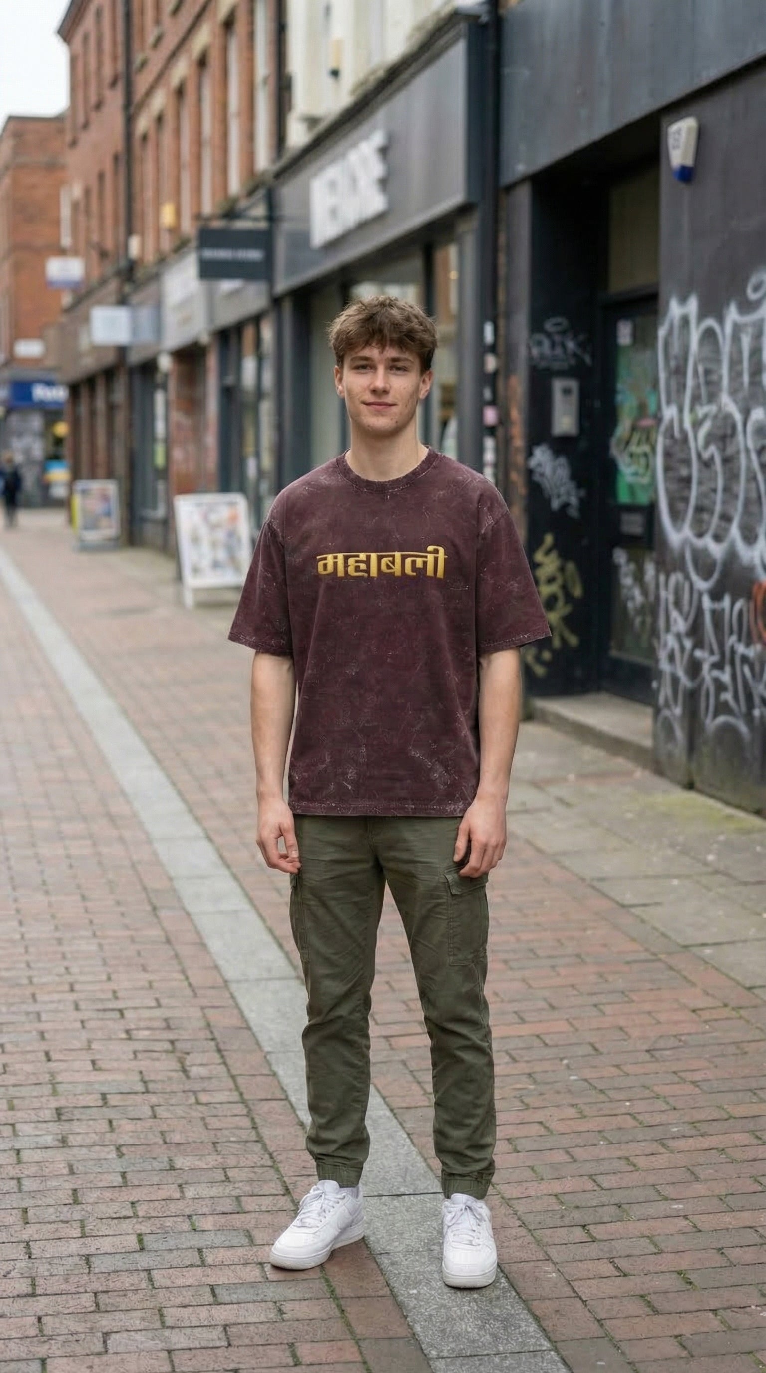 Mahabali Brown Acid Washed DTG Printed | 100% Cotton