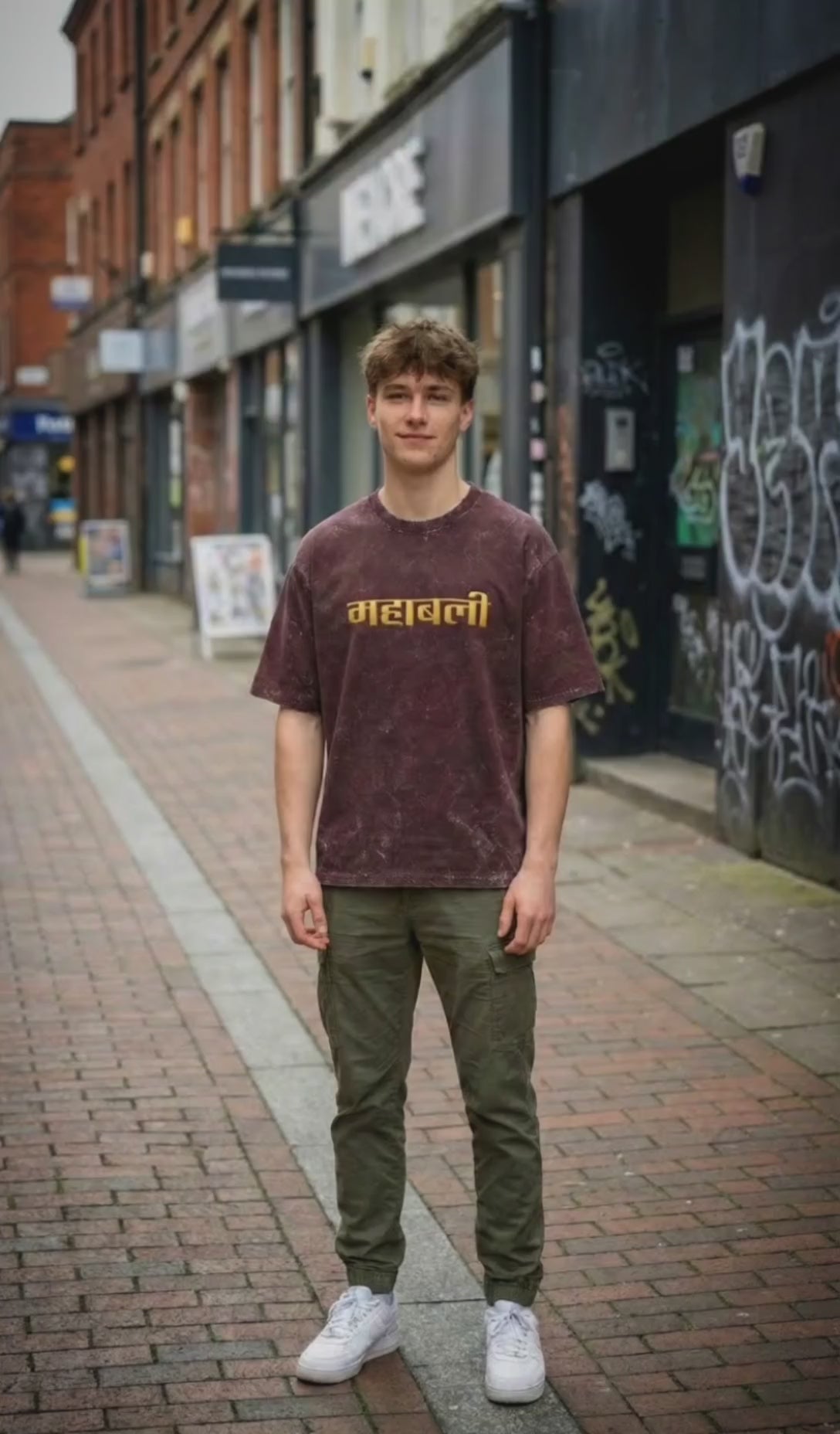 Mahabali Brown Acid Washed DTG Printed | 100% Cotton